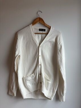 White Cotton Cardigan Sweater